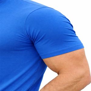 T-shirt en coton à col montant pour homme, coupe ajustée, col haut, décontracté, service OEM personnalisé, tissu léger et durable. - Product Image 5