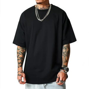 T-shirt unisexe décontracté en coton et fibre de bambou 100 % de haute qualité, 300 g/m², anti-rétrécissement, col rond, manches courtes, coupe courte et carrée, vente en gros - Product Image 6