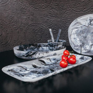 Plateau rectangulaire en résine de luxe fait à la main, plateau de service haut de gamme, motif personnalisé pour la décoration de table à la maison, au restaurant, à l'hôtel - Product Image 4