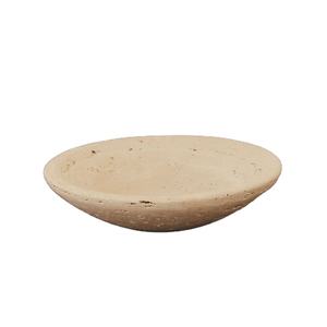 Cuenco Redondo Minimalista de Piedra Travertino, Diseño Beige Neutro, Elegante y Versátil para Decoración Moderna del Hogar - Product Image 1