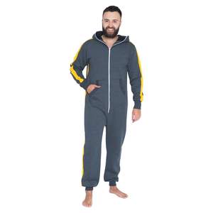 ชุดจั๊มสูทผ้าฝ้ายฟลีซแบบสวมใส่ได้ทั้งชายและหญิง สั่งทำได้ พร้อมฮู้ด ชุดนอนลำลองสำหรับผู้ชายและผู้หญิง ชุดนอนแบบชิ้นเดียว มีโลโก้ด้านหน้า - Product Image 1