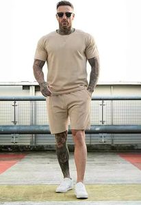 Conjunto de Camiseta y Pantalones Cortos de Verano de Algodón Ecológico Vintage, Unisex, de Dos Piezas para Hombre - Product Image 5