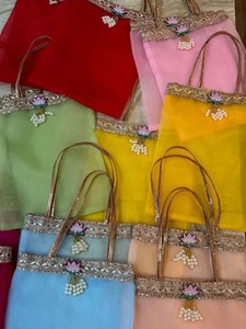 Sac cadeau en organza transparent fait main, durable et de haute qualité pour les fêtes de mariage, Diwali, Ganpati, Haldi, Mehendi, Sangeet - Product Image 1