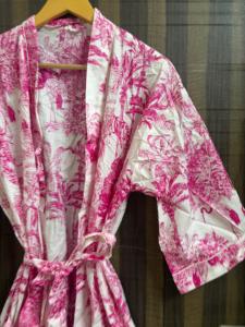 Bata Kimono Floral de Algodón para Mujer, Hecha a Mano con Estampado Digital, Cuello en V, Cierre con Cordón, para Spa, Dama de Honor, Vestido de Verano - Product Image 2