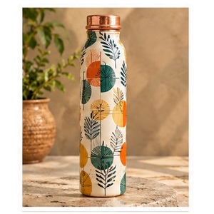Botella de Agua de Cobre con Diseño Floral Moderno, Tapa de Cobre, Portátil, para Viajes - Product Image 6