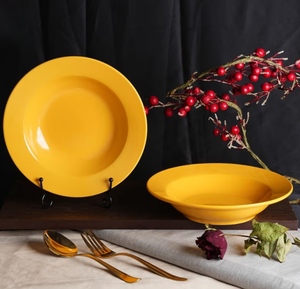 Tazón Redondo de Cerámica Amarillo para Servir, Diseño Minimalista, Apto para Lavavajillas, para Uso Diario - Product Image 2