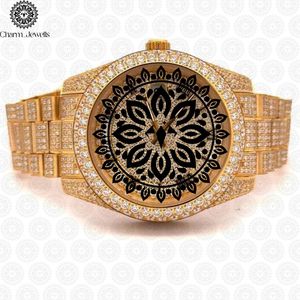 Montre Charm_Jewells de luxe en acier inoxydable avec diamants, boîtier carré 40 mm, analogique, mécanique, vintage, hip-hop, unisexe, bijoux de mode - Product Image 1