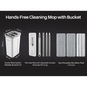Set Mop e Secchio per Pavimenti con Strizzatore Senza Mani, 3 Panni in Microfibra Lavabili per Uso Bagnato o Asciutto - Product Image 2