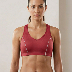 Nuevo sujetador deportivo personalizado con bloques de color y tirantes ajustables, sujetador deportivo de entrenamiento de alta resistencia que absorbe los impactos y realza el busto. - Product Image 4