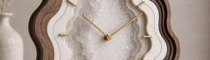 Modern Wooden Desk <b>Clock</b> With Agate Inlay Quartz Movement Silent Design Oval Shape - Product Image 2