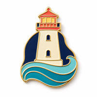 Aimant de réfrigérateur magnétique découpé personnalisé en émail, plaqué or, motifs montgolfière, phare côtier, Grande Muraille