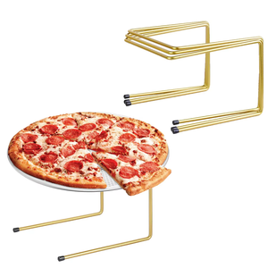 Support à pizza pliable en métal doré avec embouts antidérapants pour servir la pizza - Product Image 1