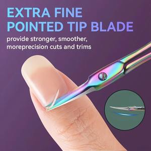 Ciseaux à cuticules en acier inoxydable de couleur beige clair, outil de précision pour l'élimination des cuticules et des peaux mortes, idéal pour les soins de manucure et de pédicure, 1 pièce - Product Image 2