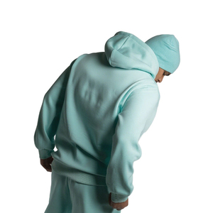 Sweat-shirt à capuche oversize avec fermeture éclair intégrale, bleu clair, imprimé en relief, décontracté, en polyester tricoté, avec masque intégré, 100 % coton molletonné - Product Image 5
