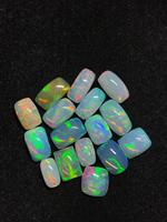 Opale d'Éthiopie naturelle cabochon, lot d'opales coussin multicolores cabochon.