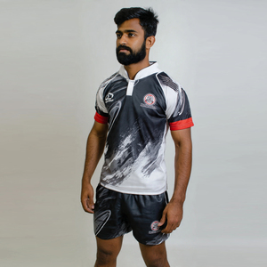 ชุดยูนิฟอร์มรักบี้ฟุตบอลแขนสั้นคอวีพิมพ์ลายผ้าโพลีเอสเตอร์ 100% เสื้อฟุตบอลแบบซับลิเมชั่นสั่งทำพิเศษ ชุดยูนิฟอร์มรักบี้ฟุตบอล - Product Image 5