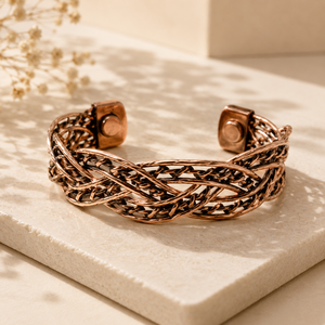 Wholesale 99.99% Pure <b>Copper</b> Magnetic Bracelets Handcrafted Braid Skeleton Design Adjustable Minimalist <b>Copper</b> <b>Bangles</b> - Product Image 6