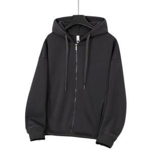 PIHA SPORTS Men's Casual Double Terry Fleece Hoodie Solid Color Warm Windproof Breathable Stylish Zip Pullover Polyester/Cotton - Product Image 3