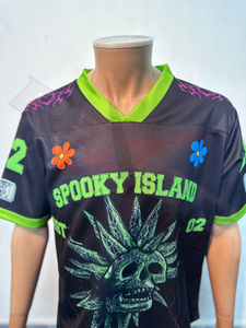 Maillot de football unisexe Spooky Island sublimé, col en V, manches courtes, imprimé crâne, maille respirante, anti-humidité, écologique, grandes tailles, sport - Product Image 2