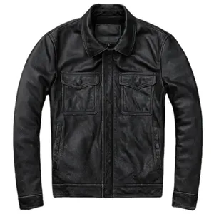 Chaquetas de Cuero Genuino 2026, Fabricante de Chaquetas con Cuello Camisero, Chaqueta de Cuero Real Personalizada para Hombre, Chaqueta de Motocicleta para Hombre - Product Image 2