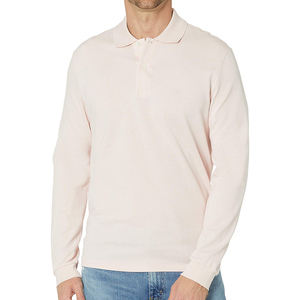 Polo de Manga Larga para Hombre, Color Sólido, Algodón Jersey, Transpirable, Diseño Casual de Punto, Corte Regular, Ropa Informal - Product Image 1