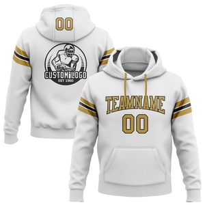 Sweat-shirt à capuche de football blanc et or-ancien-noir, nouveau design, personnalisé et cousu sur mesure, vente en gros directe pour l'industrie - Product Image 1