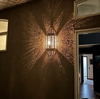 Lámpara de Pared de Latón Marroquí Árabe de Lujo al por Mayor, Diseño Intrincado Recortado, Hecha a Mano, Decoración para el Hogar de Pascua y Navidad