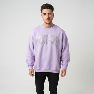 Men Oversize Hoodies Casual Baggy Rhinestone Crew Neck Fleece Sweat Shirt <b>Long</b> Sleeve Drop Shoulder Polyester <b>Sweatshirt</b> Men's - Product Image 1