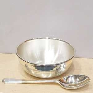 Juego de Tazones y Cucharas de Acero Inoxidable Plateado, Tazón Redondo de Metal Decorativo para Postre, Sopa, Decoración de Mesa, Recipiente para Servir - Product Image 1