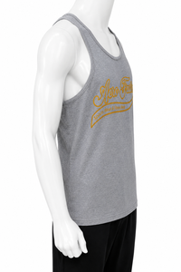 Débardeur sans manches Aero Faster pour homme, gris, 100% coton, col rond, respirant, sportif, imprimé numérique, logo tricoté sur le devant - Product Image 2