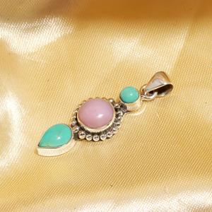 Ensemble de pendentifs en laiton avec pierre précieuse turquoise Arizona pour enfants, bijoux fantaisie avec placage argent antique et matériaux en vrac - Product Image 2