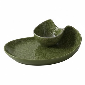 Assiette de service ronde en métal avec bol à sauce pour frites et snacks, plat d'apéritif de fête, design moderne, finition durable, plateau à fromage et sauce - Product Image 2