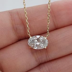 Elegant 9K Gold 5Ct Oval Lab Grown Diamond Necklace E VVS Quality IGI Certified Vintage Jewelry For Wedding Events Anniversary - Product Image 4