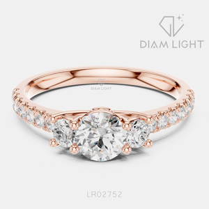Bague de fiançailles en or blanc 14 carats avec diamant de laboratoire de 0,50 carat, couleur F+, clarté VS+, pavé rond, bague de fiançailles et de mariage certifiée IGI - Product Image 3