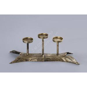 Support de bougie décoratif de luxe en métal doré à 3 bras pour bougies chauffe-plat, accessoires de maison faits à la main, style moderne de Noël - Product Image 1