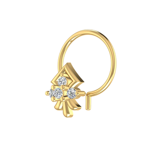 AJRETAIL ต่างหูทองคำ 14K ดีไซน์ดอกไม้สุดคลาสสิกสำหรับผู้หญิง ประดับเพชรธรรมชาติ 0.06 กะรัต - Product Image 4