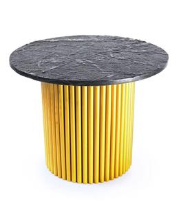 Modern <b>Round</b> Stone Top <b>Side</b> <b>Table</b> With <b>Gold</b> Metal Base Indoor Living Room Decor Accent Piece - Product Image 1