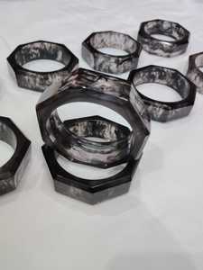 Artistic Eco Friendly Hand Modeled <b>Epoxy</b> <b>Resin</b> Bangles Customized Shape <b>Black</b> White Pattern Fashion Home Decoration Craft - Product Image 1