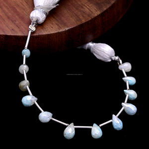 ลูกปัดพลอยคริสตัลขนาด4นิ้วสำหรับทำเครื่องประดับอัญมณีสีฟ้าเหมือนผลึก5x3mm-6x4mm เหลี่ยมเพชรพลอย - Product Image 2