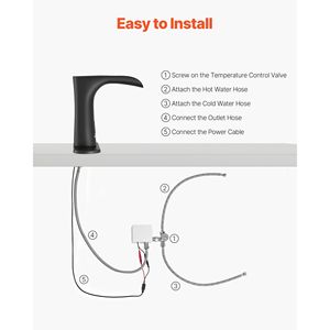 Rubinetto Moderno Elettronico Senza Contatto per Lavabo Bagno, con Sensore di Movimento Automatico, Design a Cascata, Copertura Foro per Rubinetto WC - Product Image 5