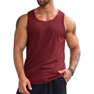 Débardeur côtelé pour homme, T-shirt de sport sans manches en tricot, chemise de sport décontractée coupe ajustée pour l'entraînement physique, l'été et le quotidien - Product Image 5