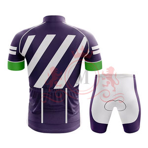 Ensemble maillot et short de cyclisme violet, vert et blanc, avec fermeture éclair sur le devant, pour hommes, respirant, séchage rapide, uniforme de cyclisme - Product Image 2