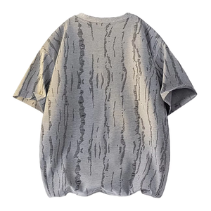 T-shirt décontracté pour homme à col en V effet craquelé, 100 % coton, blocs de couleur sur le devant, manches courtes, col ventilé, coupe ample, respirant, idéal pour la gym - Product Image 2