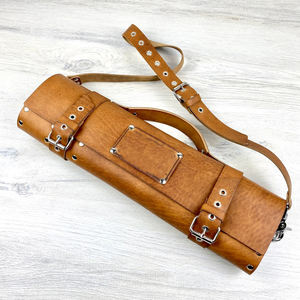 Organisateur de couteaux de chef en cuir véritable style vintage, protection anti-odeur, robuste et durable, étui de rangement de cuisine LSKR-0018 - Product Image 3