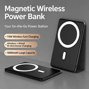 Batterie externe magnétique sans fil compacte ultra-mince de 5000 mAh, compatible avion, format poche, avec chargeur rapide PD - Product Image 1