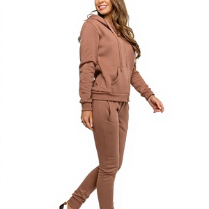 Wholesale FARMAN TRADERS Comfortable 100% Cotton Breathable Eco-Friendly Winter Fashion Women Jogger Set Full Zip <b>Hoodie</b> - Product Image 5