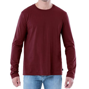 T-shirt de sport pour homme au toucher doux, personnalisable, 100% coton, manches longues, col rond, tricoté, écologique, design imprimé personnalisé - Product Image 1