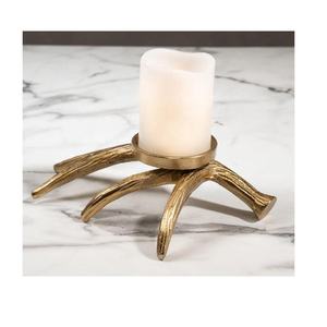 Portavelas cónico de asta dorada, Base de aluminio, centro de mesa elegante con acento de vidrio, mesa de comedor para sala de estar, mesa de café festiva - Product Image 5