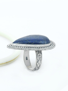 <b>Large</b> Pear Blue Lapis Lazuli Gemstone Handmade <b>Ring</b> 925 Sterling Silver <b>Ring</b> for Girls & Women's - Product Image 5