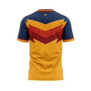 MADE4MATCH Jersey Deportivo Personalizado para Hombre, Amarillo y Granate a Rayas, Manga Corta, Cuello Redondo, Absorbe la Humedad, Transpirable, Antibacteriano - Product Image 2